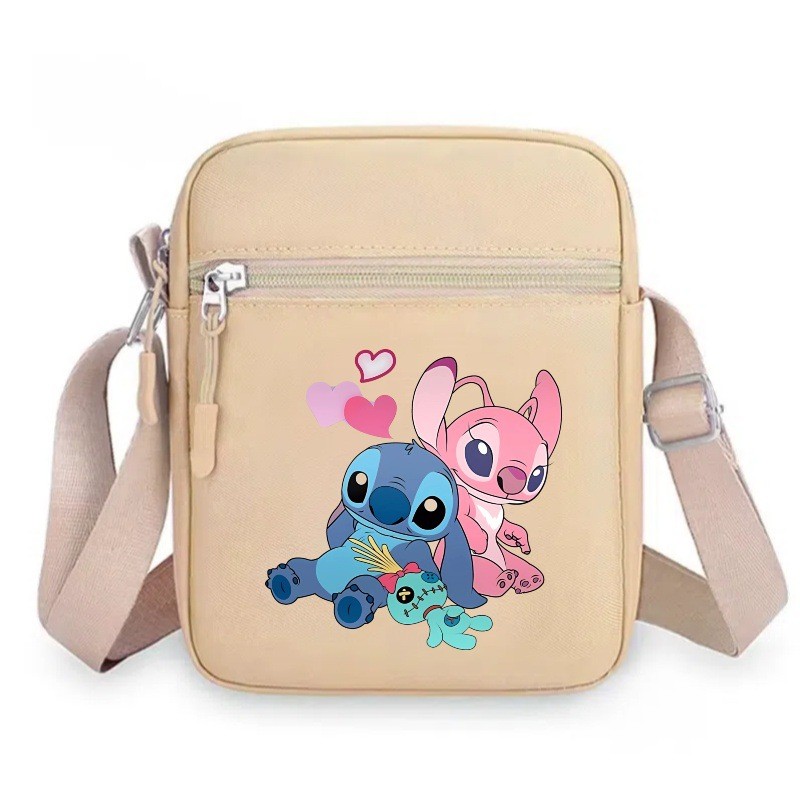 GC2 Stitch In hình bé trai và bé gái Túi đeo chéo hình vuông màu giản dị hợp thời trang nữ dễ thương Túi đeo vai CG2