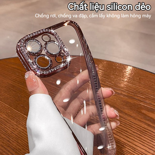 Ốp đt iPhone ốp lưng đính đá pha lê lấp lánh chống sốc chống trầy phù hợp cho iPhone 17 16 15 14 13 12 11 Pro Max Plus