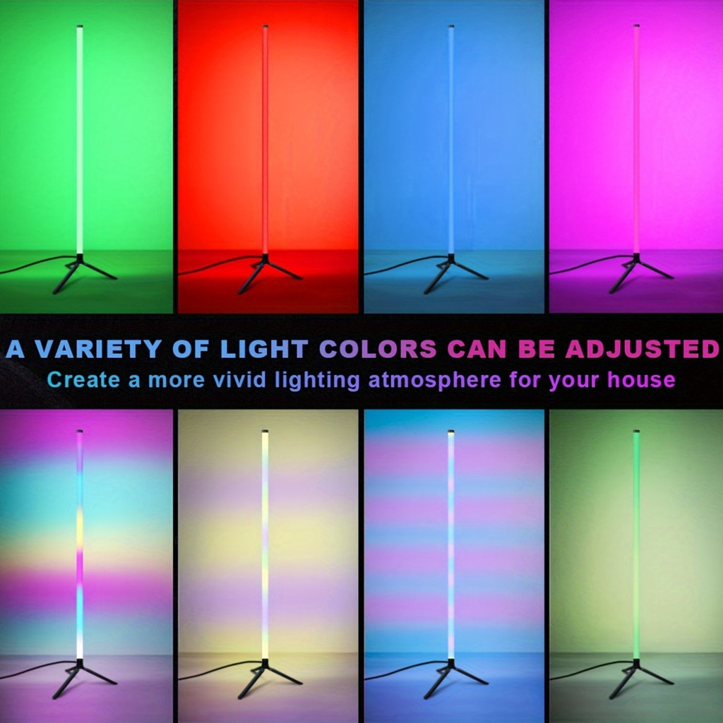 Đèn sàn ba chân có điều khiển từ xa, đèn đứng có đèn Led Rgb, thích hợp cho phòng chơi game, phòng ngủ, phòng khách Đèn ngủ không khí trang trí phòng khách