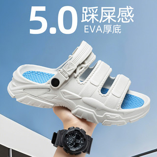 Giày Lỗ Nam Mùa Hè Ngoài Trời Mặc Shit-Steping Đế Mềm Lái Xe Giày Sandal Sử Dụng Kép Khử Mùi Chống @