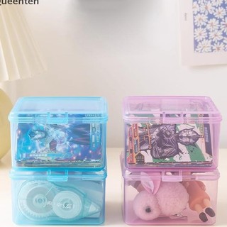 Queenten Mới Trong Suốt Nhựa Hộp Bảo Quản Photocards Thẻ Nhỏ Hộp Bảo Quản Bàn Tổ Chức Hộp Phân Loại Văn Phòng Phẩm QT