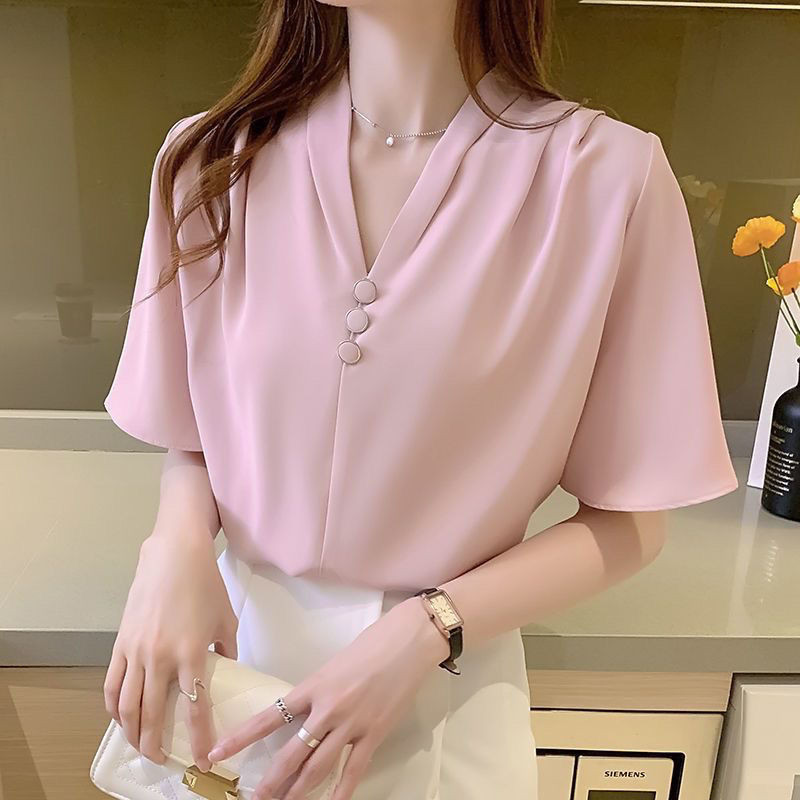 Áo voan nữ mùa hè 2025 mới phiên bản Hàn Quốc dáng rộng, thời trang, giản dị, đơn giản áo voan ngắn tay dành cho nữ
