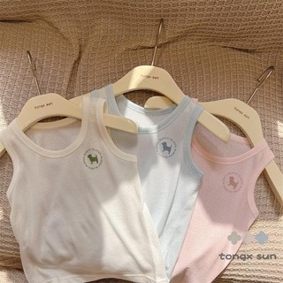 Áo lưới thoáng khí Áo vest trẻ em mùa hè hàng đầu bé trai bé gái mát mẻ rỗng Cotton thể thao thông thường Áo vest không tay