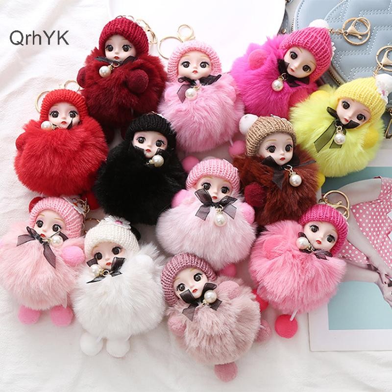 Nhà Máy Thời Trang Dễ Thương Sang Trọng Móc Khóa Giả Rex Mắt To Búp Bê Mặt Dây Chuyền Cho Túi Ô Tô Charm QrhYK
