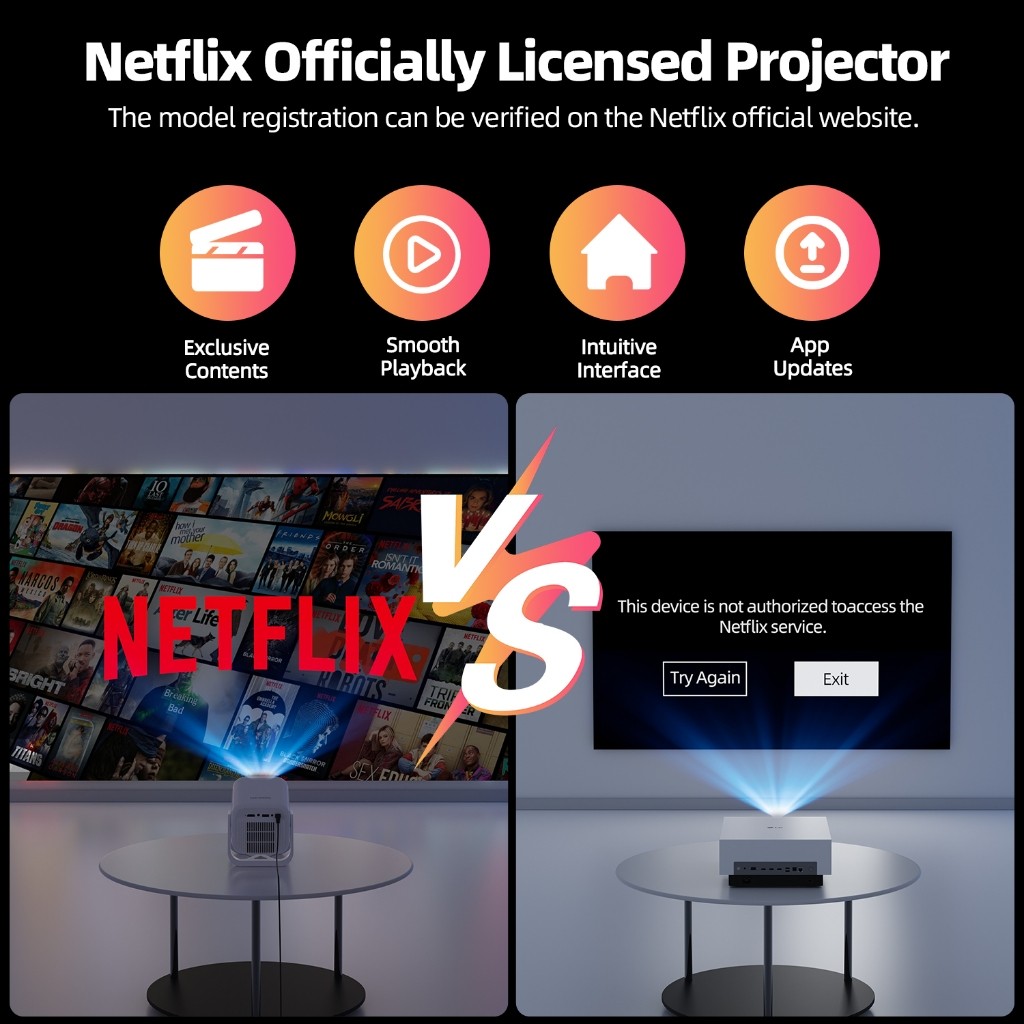 Máy chiếu Goojodoq 4K 1080P Full HD 200ANSI, Bluetooth 5.2 Tương thích rộng rãi với máy chiếu mini Netflix 120 inch | BigBuy360 - bigbuy360.vn