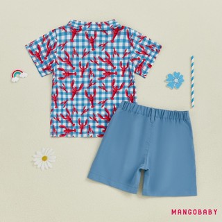 MG-Toddler Bé Trai Trang Phục Mùa Hè Vịt / Tôm Hùm In Áo Sơ Mi Tay Ngắn Nút Xuống Có Quần Short Chắc Chắn Bộ 2 Chiếc