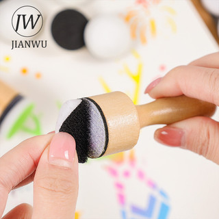 JIANWU Vintage Tay Cầm Bằng Gỗ Chất Liệu Màu Cắt Xốp Tem Sáng Tạo DIY Tạp Chí Sinh Viên Tiếp Liệu Văn Phòng Phẩm
