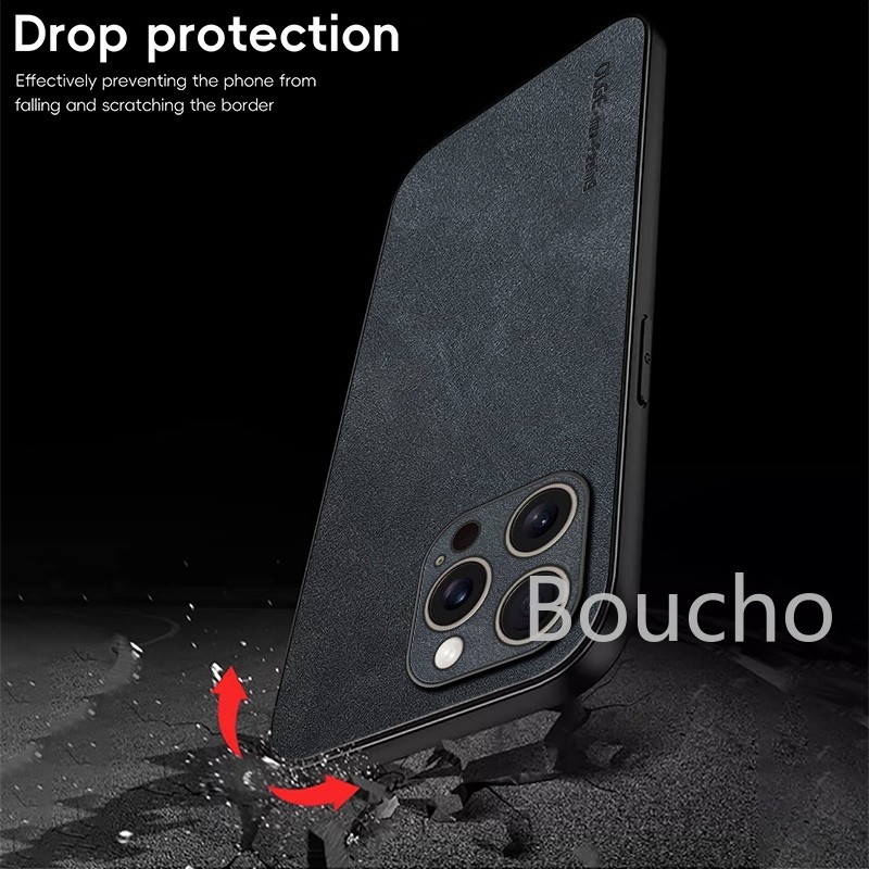 Dành Cho iPhone 12 11 Pro Max XR X XS 7 8 Plus Slim Da PU Da Ốp lưng