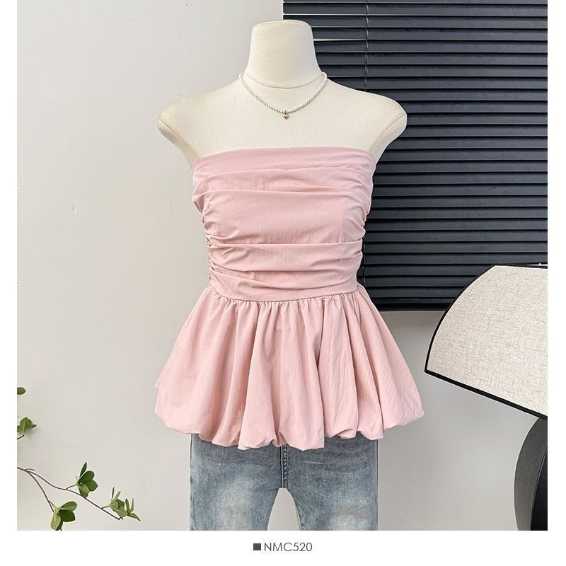 Áo ống tay phồng xếp ly mới mùa hè Milyfashion, áo khoác ngoài giảm cân, áo ngắn thời trang nữ