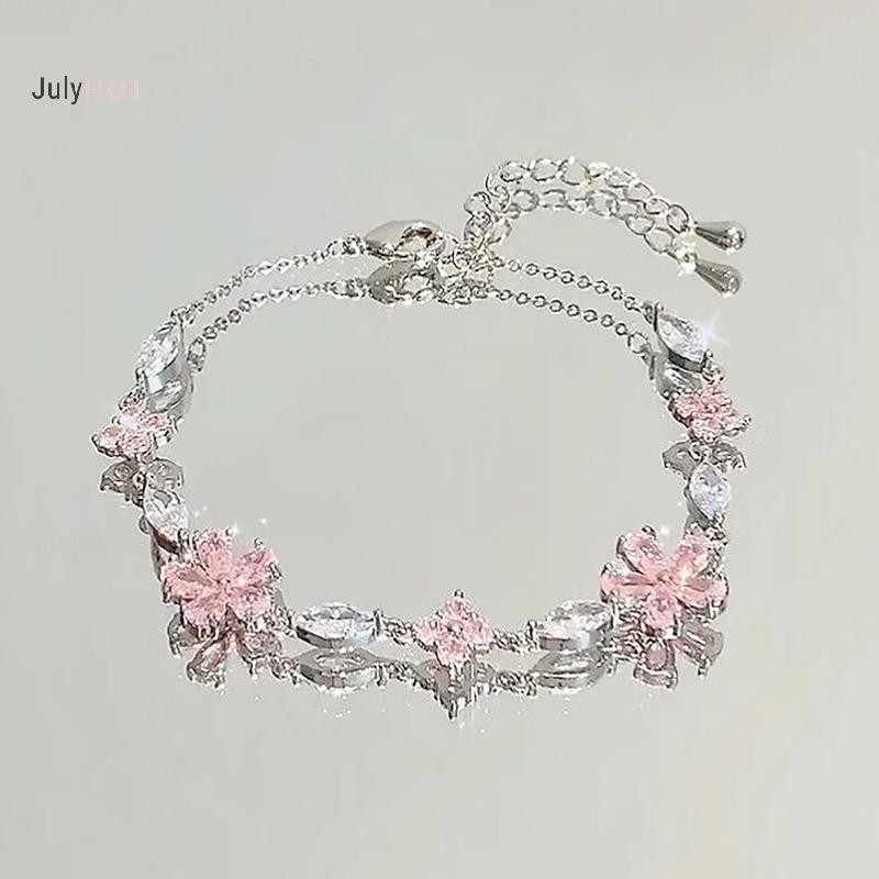 JULYHOT Thời Trang Hoa Anh Đào Vòng Tay Dành Cho Nữ Bé Gái Sáng Bóng Nơ Quyến Rũ Lắc Tay Dự Tiệc Phụ Kiện Trang Sức Quà Tặng Massivedeals