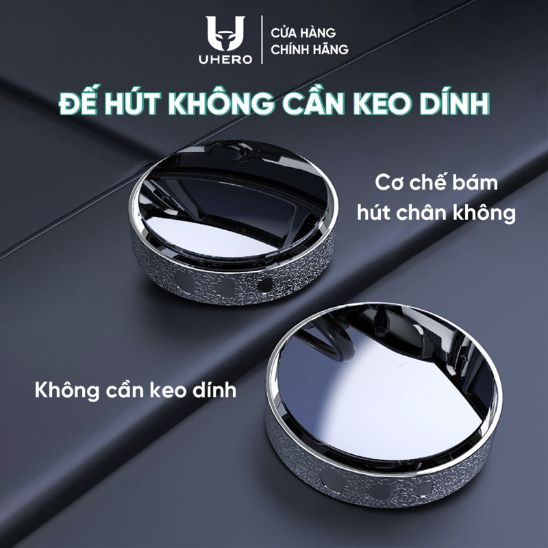 Gương cầu lồi ô tô xoay 360 UHERO GCL03 góc rộng gắn kính hậu cực chắc chắn xoá điểm mù, đế hút