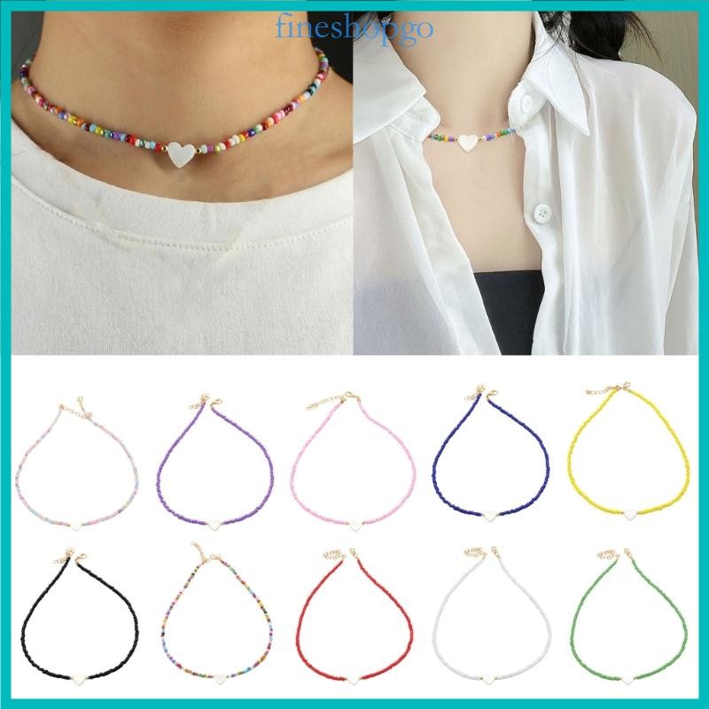 Mỹ Nhiều Màu Sắc Đính Hạt Vòng Cổ Cho Nữ Vỏ Trái Tim Chokers Trang Sức Nhiều Màu Sắc Lớp Mùa Hè Vòng Cổ Bãi Biển Xương Đòn Dây Xích
