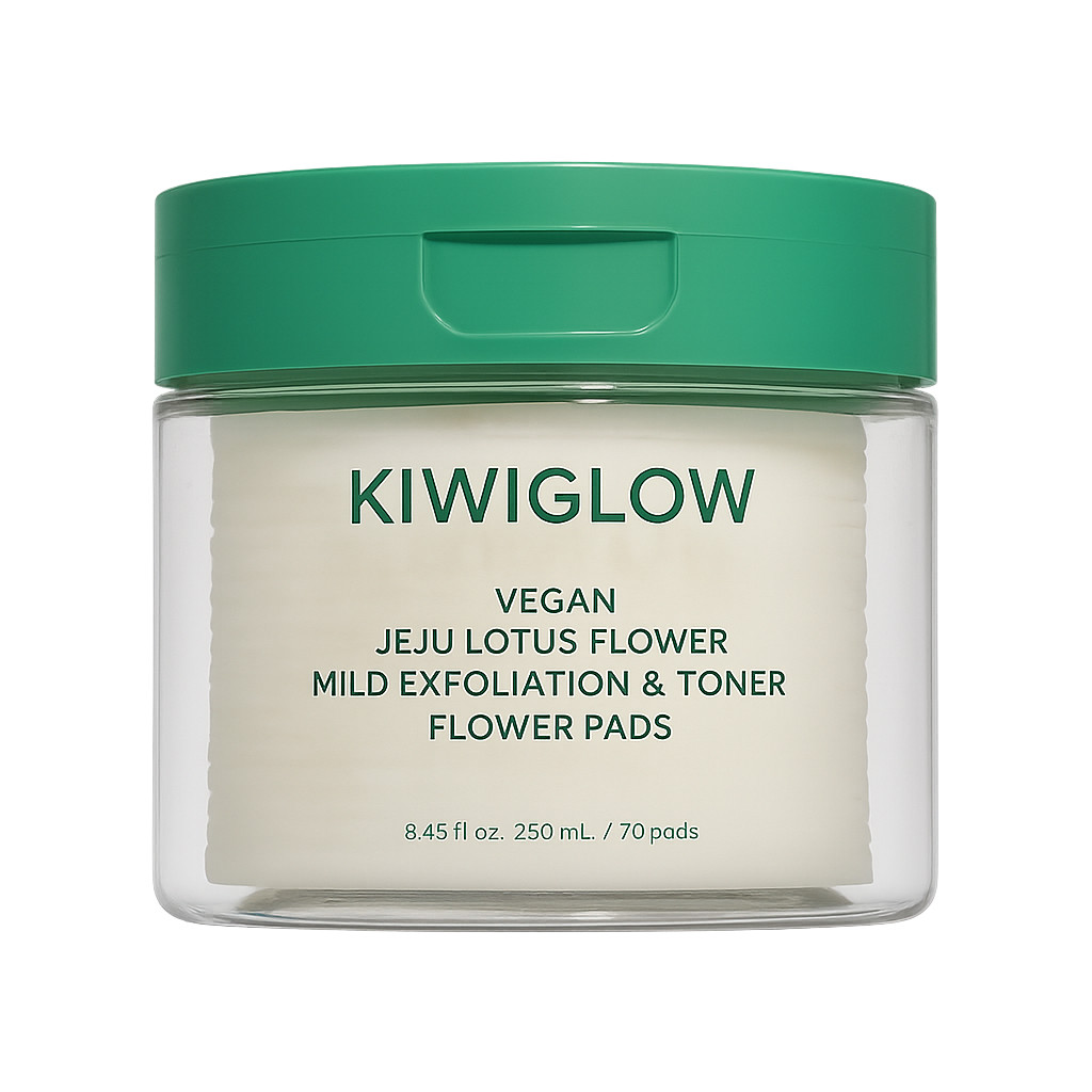Toner chăm sóc da dịu nhẹ KIWIGLOW VEGAN JEJU LOTUS FLOWER MILD EXFOLIATION & TONER 70FLOWER PADS | DAMDAVN