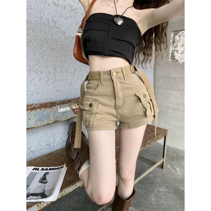 SUXI Quần short Denim cổ điển đơn giản dành cho nữ mùa hè mới 250619