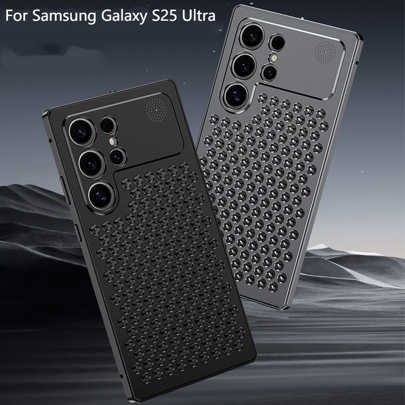 Sang Trọng Thiết Kế Snap-On Trượt Mở Khóa Hương Liệu Tản Nhiệt Full Khung Kim Loại Cứng Dành Cho Samsung Galaxy S25 Ultra S24 Ultra Vỏ Điện Thoại