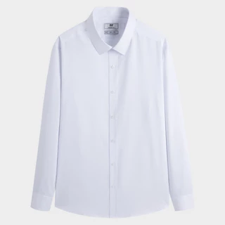 INSIDEMEN Áo sơ mi công sở slim fit dài tay  màu trắng basic, chất liệu polyester bền màu, bền form ILS0690Z