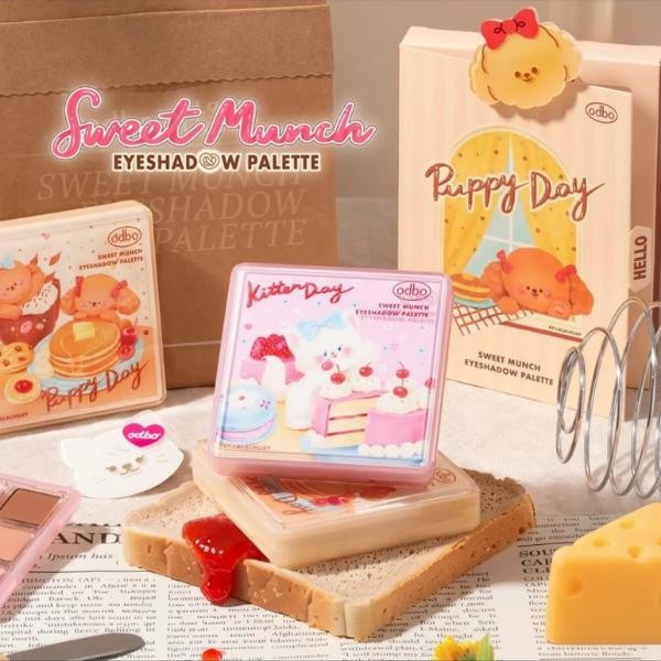 Bảng phấn mắt ODBO OD2024 9 ô tone màu Puppy Day & Kitten Day 9g - Tặng kẹp tóc cute