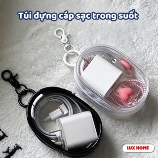 Túi đựng cáp sạc tai nghe trong suốt MAISON, Hộp đựng tai nghe chống nước chống bụi tiện lợi