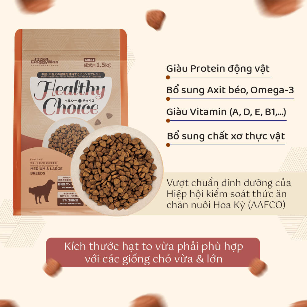 Hạt healthy choice cho chó trưởng thành giống vừa & lớn 1.5kg
