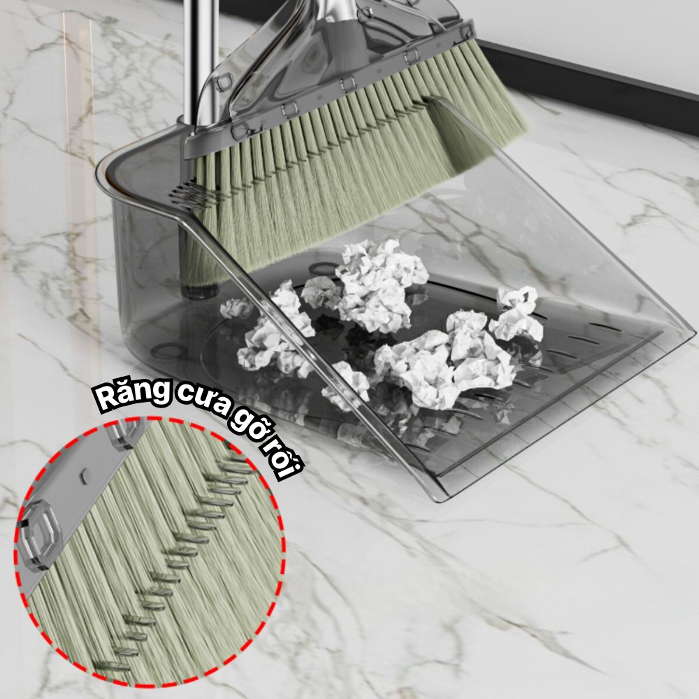 Bộ chổi quét nhà kèm hót rác 2 trong 1 Dinohome đa năng chất liệu ABS bền đẹp chống mài mòn