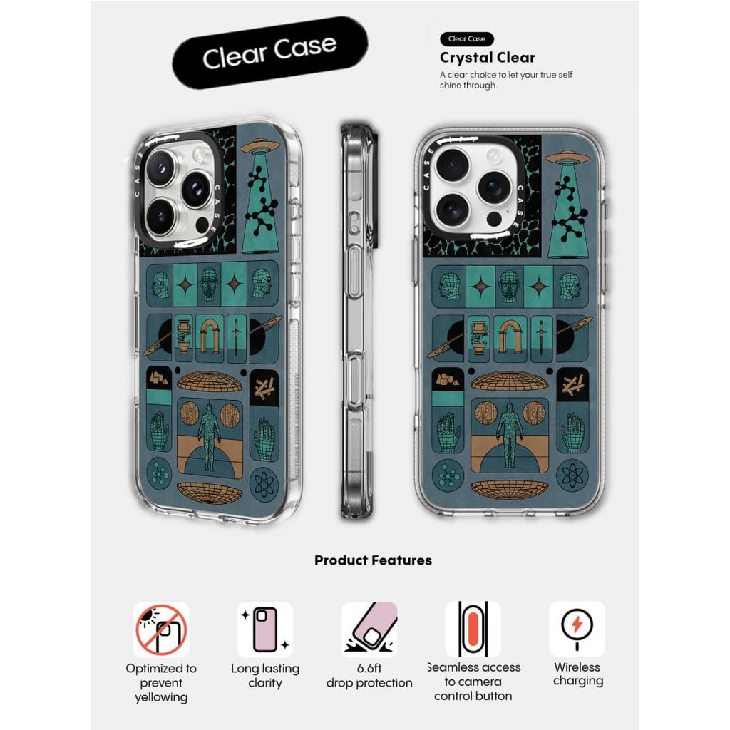 CASECASE X Các Khoáng Chất Khác Tác Động Trong Suốt Hút Từ Tính Cho iPhone 16 / 15 / 14 / 13 Pro Max | Mặt sau Acrylic bảo vệ quân sự với bao bì cao cấp
