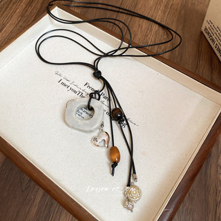 DREJEW Tình Yêu Vuông Hạt Gỗ Mặt Dây Chuyền Vòng Cổ Mới Phong Cách Trung Quốc retro Xương Đòn Dây Chuyền Phong Cách Dân Tộc Cao Cấp Vòng Cổ Trang Trí