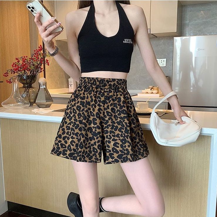 Phụ Nữ Cực Lớn Kích Thước 150kg Da Báo In Quần Short Mùa Hè Mỏng Cao Cấp Chữ A Ống Rộng Quần Nóng