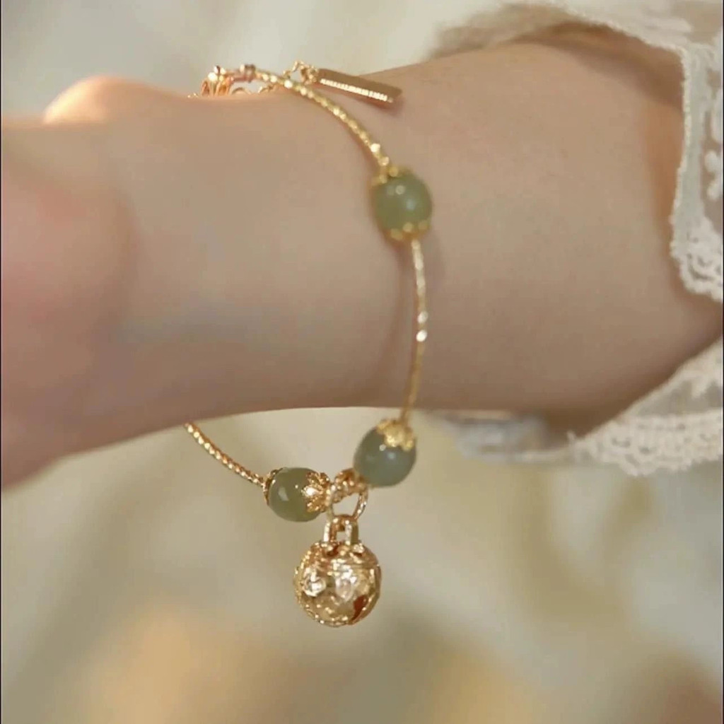 Thiết kế niche Ins Bestie phong cách Trung Quốc, mặt dây chuyền chuông vàng, vòng tay Bestie cho phụ nữ, vòng tay niche Bestie cho phụ nữ