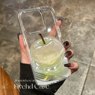 Ins Hàn Quốc Vàng Pha Lê Xanh Apple Sang Trọng Cao Cấp HD Trong Suốt Cho iPhone 11 16 15 14 13 12 Pro Xs Max XR X 7 8 6 6s Plus SE Vỏ Điện Thoại TPU Mềm Ốp Lưng Bảo Vệ