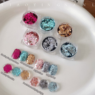 XEIJAYI Nghệ thuật móng tay 6PCS/1Set Bộ trang sức sequin lớn Chất liệu sequin siêu lấp lánh Trang trí móng tay Công cụ làm móng cho tiệm nail