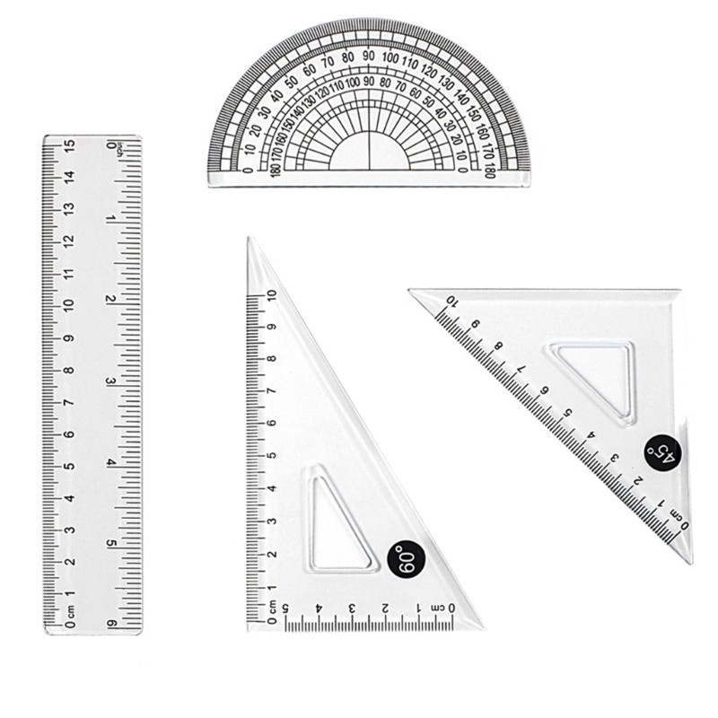 KIKIN 4 15cm Thước Bộ Hình Học Bộ Tam Giác Thước Toán Học Dụng Cụ Vẽ Đồ Dùng Học Tập Cho Học Sinh Bé Trai Gir