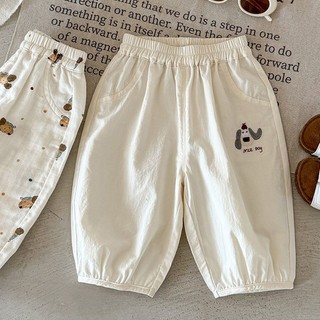 Quần chống muỗi mùa hè mới dễ thương cho trẻ em, quần cotton gạc thoáng khí cho bé trai và bé gái, quần mỏng điều hòa cho chó con
