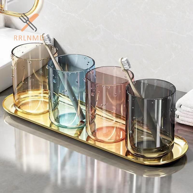 RRLNMD Cặp Đôi Màu Trơn Trong Suốt Cốc Nước súc Miệng Dung Tích Lớn Phong Cách Bắc Âu Bàn Chải Đánh Răng Cốc Nước súc Miệng Trong Suốt Cốc Nhựa MỚI