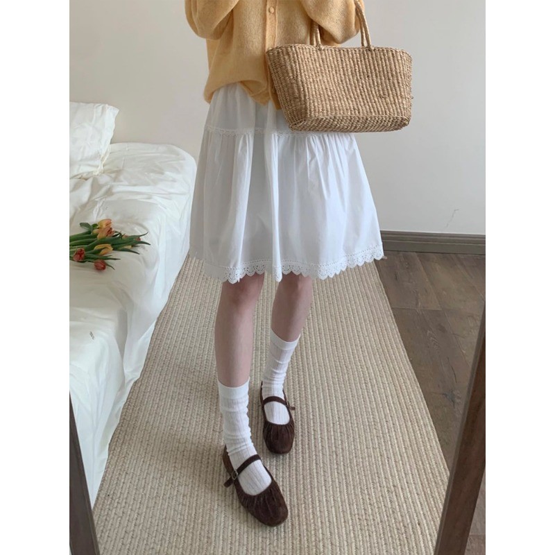 SUXI Váy ren lưng cao đơn giản mùa hè mới dành cho nữ 250607