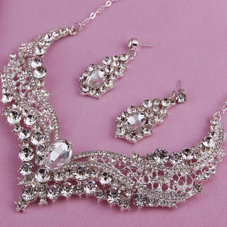 Phụ Nữ Đá Vòng Cổ Bông Tai Bộ Không Gây Dị Ứng Dazzling Phụ Kiệu Phù Dâu Cưới Hóa Trang