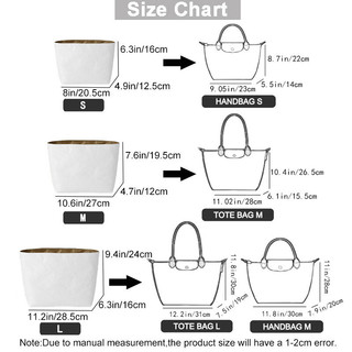 Lớp lót giấy DuPont chống nước có khóa kéo, phù hợp cho túi xách Longchamp S/M/L, túi đựng bên trong, phụ kiện định hình