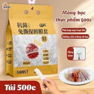 Bịch 500 Màng Bọc Thực Phẩm Co Giãn Bo Chun PE An Toàn Kèm Móc Treo Tường