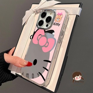 Ốp Điện Thoại Gương HelloKitty Cho Samsung Galaxy A35 A34 A33 A25 A24 A23 M23 M13 A73 A72 A71 A70S A55 A54 A53 A52S A51 A50S A32 Vỏ Mềm Chống Rơi Màu Hồng Dễ Thương