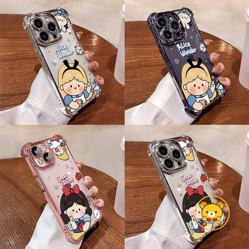 Mạ Túi Khí Ốp lưng Honor 500 400 Magic 8 Pro Lite Smart X9D X70 X70i X5C X5B Plus Vỏ Trong Suốt Hoạt Hình Bạch Tuyết Dễ Thương Alice Trong Suốt Bìa Mềm