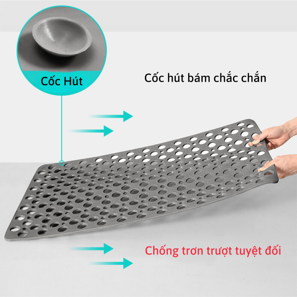 Thảm Chống Trượt Nhà Tắm, Thảm Lót Sàn Nhà Tắm Chống Trơn Chất Liệu Cao Su PVC (36x69cm) al