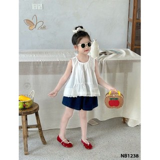 13-45kg (hàng thiết kế) Set áo babydoll mix quần bò đùi cho bé gái Nabi