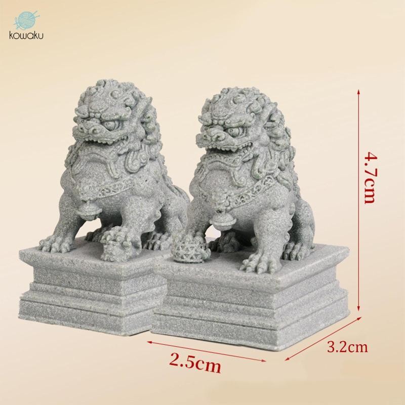 Kohaku 2x Tượng Sư Tử Đá Mini Các Bức Tượng Nhỏ Trang Trí Phong Thủy Trang Trí Bể Cá Cho Kệ Sách Lò Sưởi Văn Phòng Năm Mới