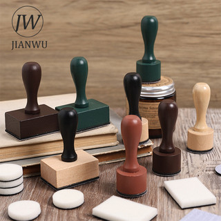 JIANWU Vintage Tay Cầm Bằng Gỗ Chất Liệu Màu Cắt Xốp Tem Sáng Tạo DIY Tạp Chí Sinh Viên Tiếp Liệu Văn Phòng Phẩm