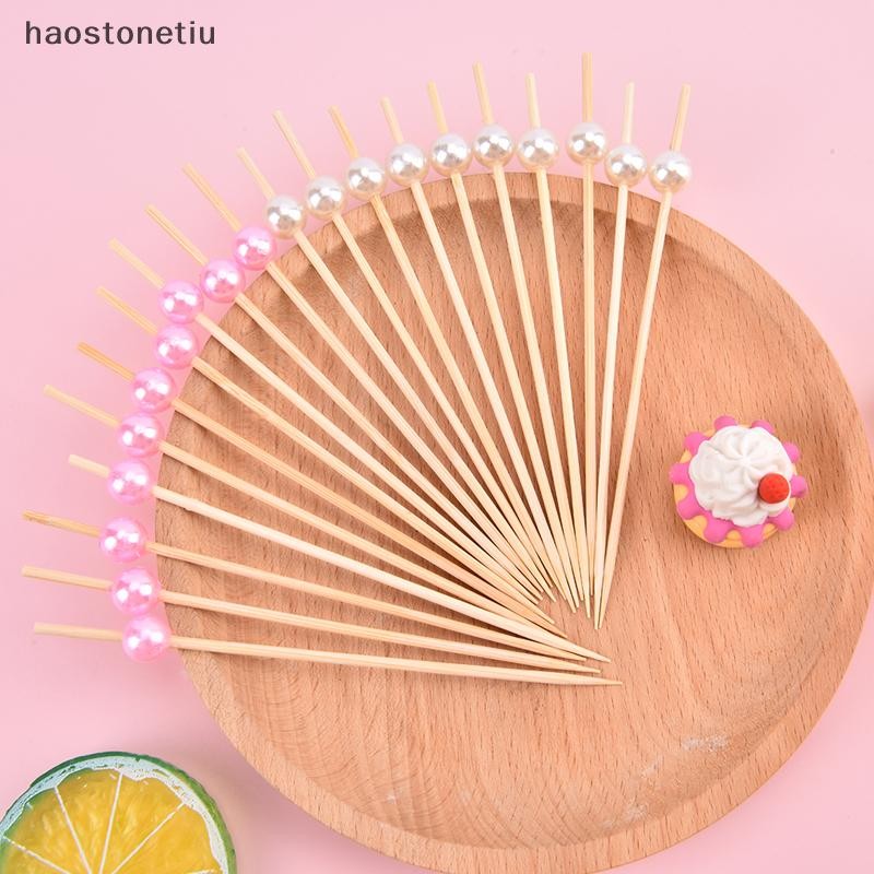 HA 100 Chiếc Ngọc Trai Cocktail Chọn Gỗ Tăm Xiên Ăn Nhẹ Nĩa Trái Cây Chọn n