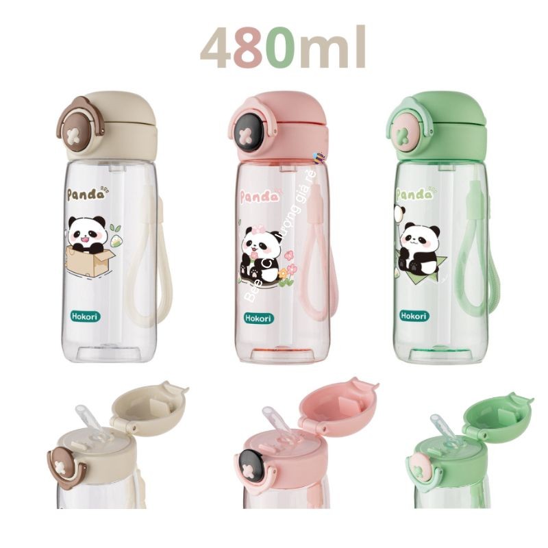 Bình nước trẻ em Panda 480ml, Bình đựng nước đi học, du lịch, thể thao chính hãng VIỆT NHẬT (mã 0080)