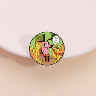 Hoạt Hình COURAGE The Cowardly Dog Men Trâm Pin Kim Loáng Ba Lô Phụ Kiện Quà Tặng Cho Bạn Bè