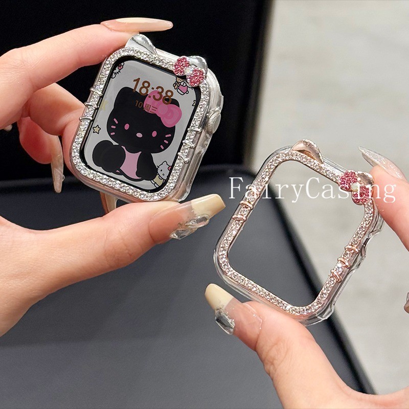 Ốp Tai Mèo Kim Cương Bling Cho Huawei Watch Fit 4 3 Rỗng PC Ốp Lưng Bảo Vệ Cho Huawei Watch Fit4 Bao Phụ Kiện