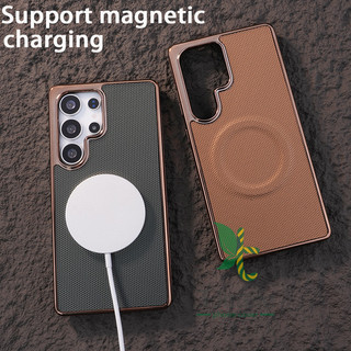 Vỏ da mạ điện từ tính Samsung Galaxy S25 S24 S23 S22 Ultra Plus Vỏ siêu mỏng mềm