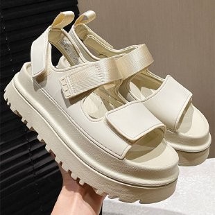 Giày Sandal Ug Nền Tảng Châu Âu Mỹ Mùa Hè Nữ Giày Nền Tảng Mở Mũi Velcro Khóa Dép