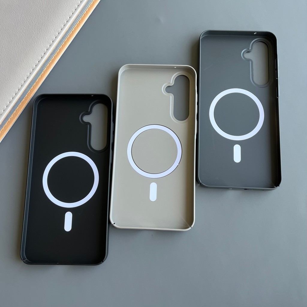 Ốp điện thoại cứng Macaron không màu vàng siêu mỏng bằng nhựa cho Samsung S25 S24 S23 S22 S21 Ultra Plus s20 FE note 20 cuộn dây từ tính siêu mịn